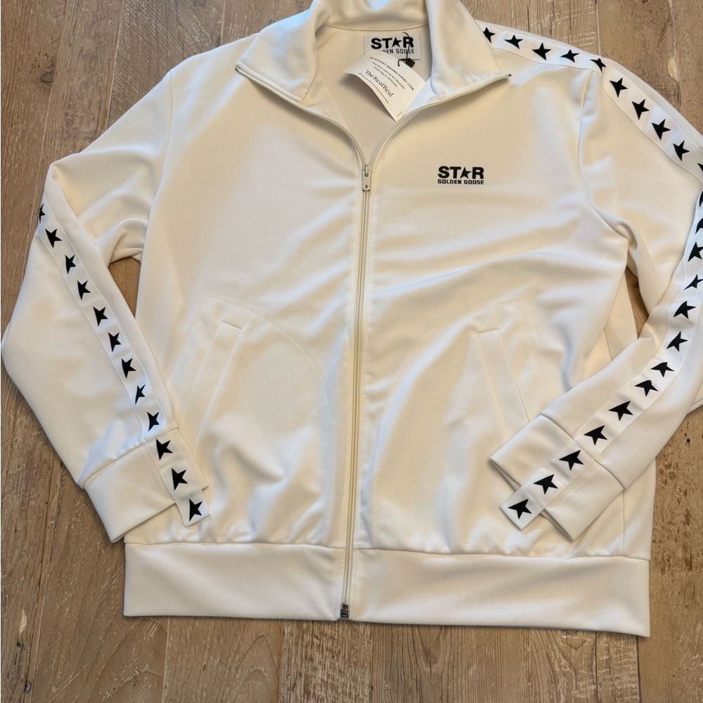 Golden Goose STAR Cream Track Jacket - Unisex Zip-Up Sweater mens L - Picture 3 of 16